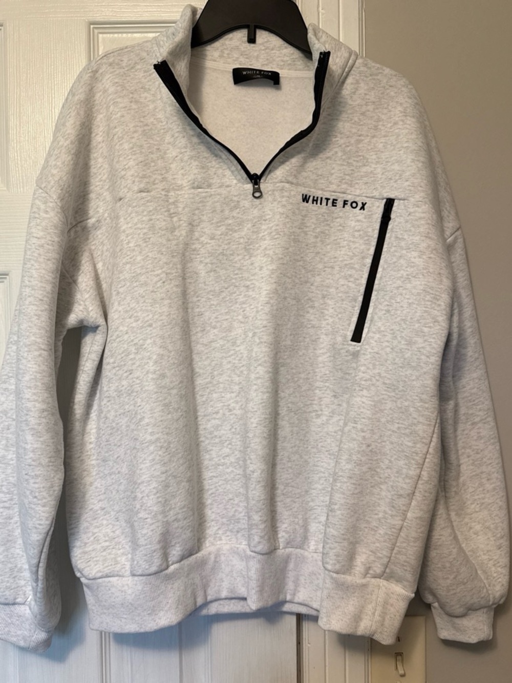 White Fox Boutique Light Gray Half-Zip Pullover Sweatshirt